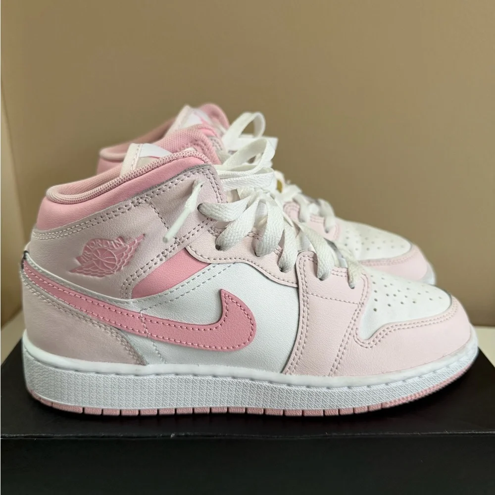 Nike Kids Pink and White High-Top Sneakers